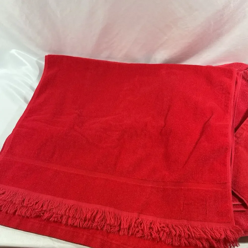 Vintage Set of 5 Bright Red Springmaid Towels Bath Mat Hand Towel USA